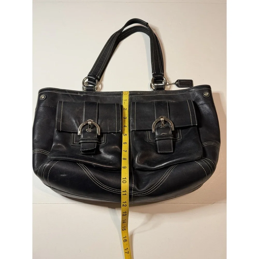 Vintage Coach SoHo Tote Satchel Bag 8A09 Y2K Black Leather Purse - Picture 11 of 11